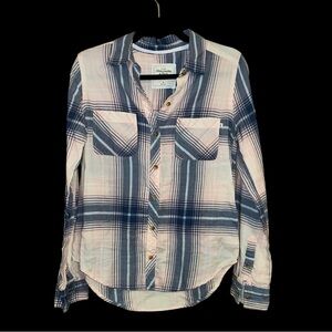 Abercrombie & Fitch plaid flannel small blue pink white preppy